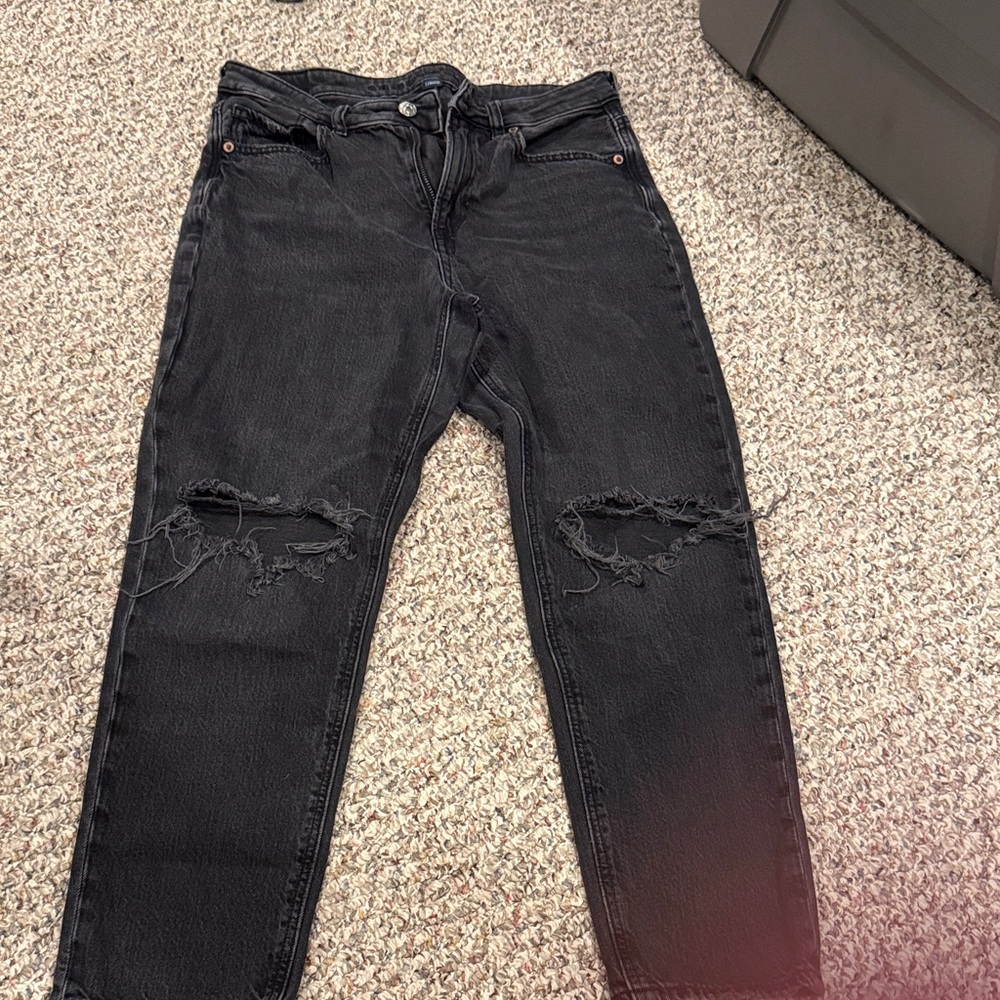 American Eagle Outfitters Black Distressed Knee Jeans